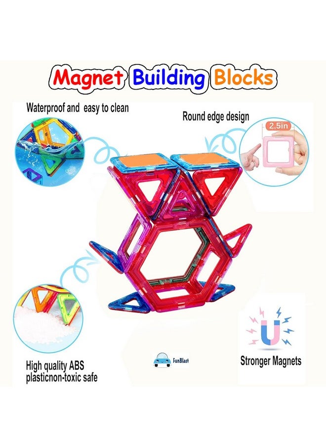 FunBlast FunBlast Magnetic Blocks for Kids, 38 Pcs Magnetic Tiles Assembling & Construction Toys for Kids, DIY STEM Toy for 3+ Years Kids, Boys, Girls, Educational Learning Toys & Games (Multicolor)  - Image 3