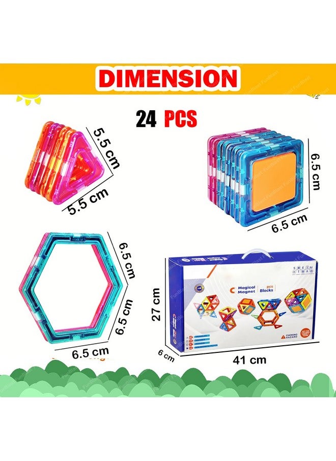 FunBlast FunBlast Magnetic Blocks for Kids, 38 Pcs Magnetic Tiles Assembling & Construction Toys for Kids, DIY STEM Toy for 3+ Years Kids, Boys, Girls, Educational Learning Toys & Games (Multicolor)  - Image 2