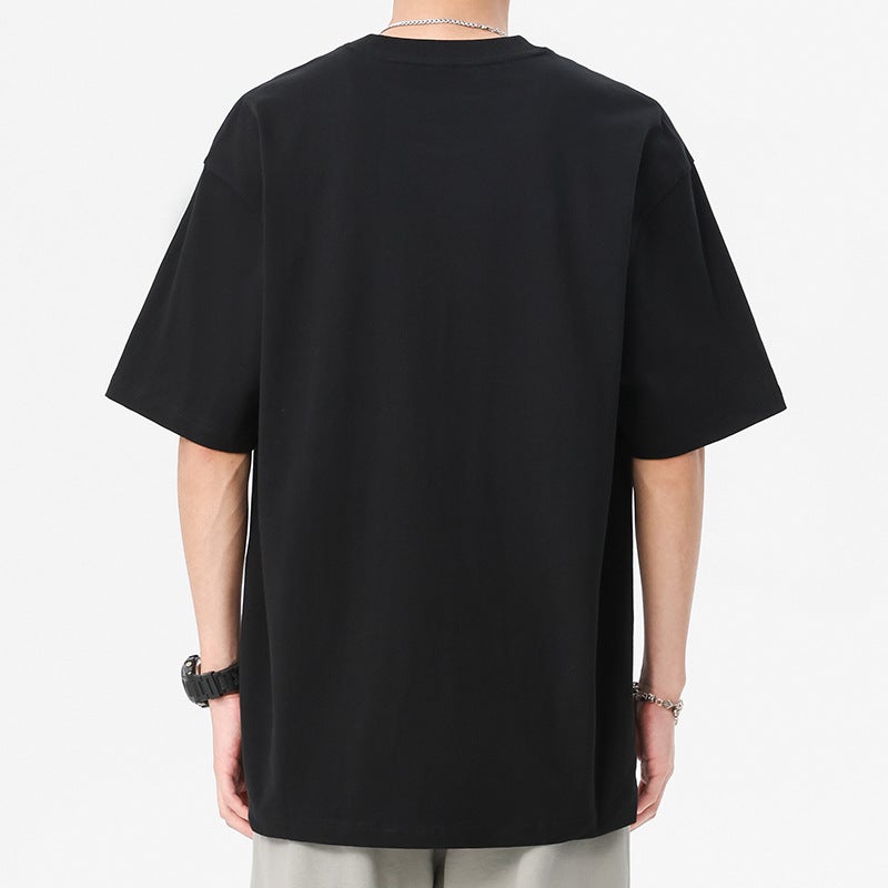 American-Style Heavy Short-Sleeved T-Shirt Men'S High-Grade Men'S Loose Plus Size Men'S Boys' Half-Sleeved T-Shirt - Image 5