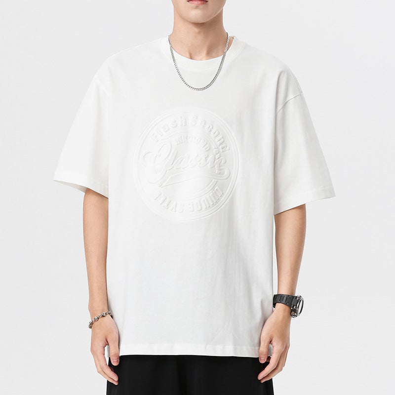American-Style Heavy Short-Sleeved T-Shirt Men'S High-Grade Men'S Loose Plus Size Men'S Boys' Half-Sleeved T-Shirt - Image 3