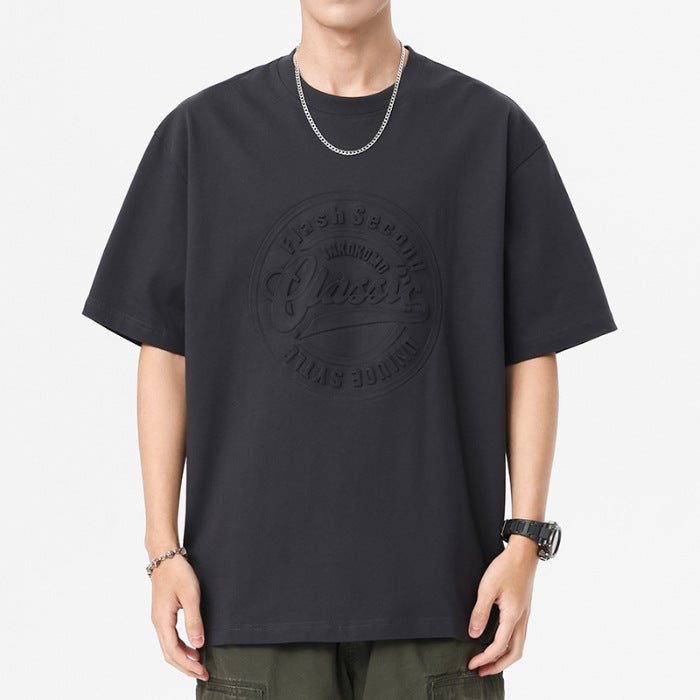 American-Style Heavy Short-Sleeved T-Shirt Men'S High-Grade Men'S Loose Plus Size Men'S Boys' Half-Sleeved T-Shirt - Image 1