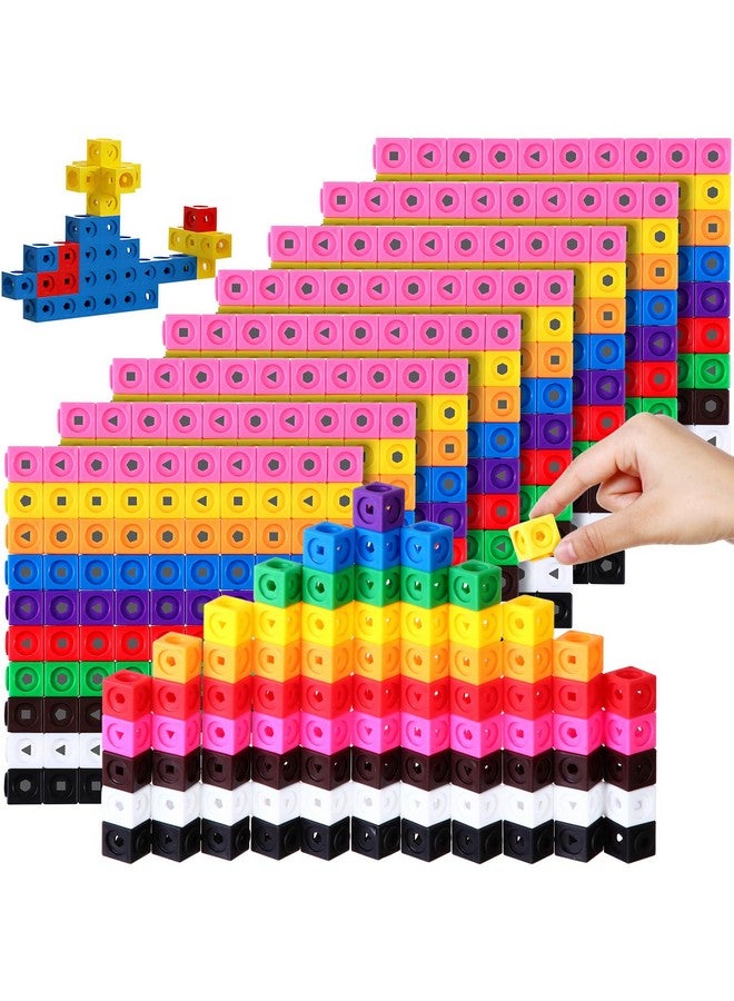 Poen مكعبات ربط بوان 800 قطعة لعد الرياضيات، مكعبات ملونة تعليمية، لعبة مكعبات متصلة، تعليم الرياضيات للأطفال من 4 إلى 8 سنوات، نشاط STEM - Image 1