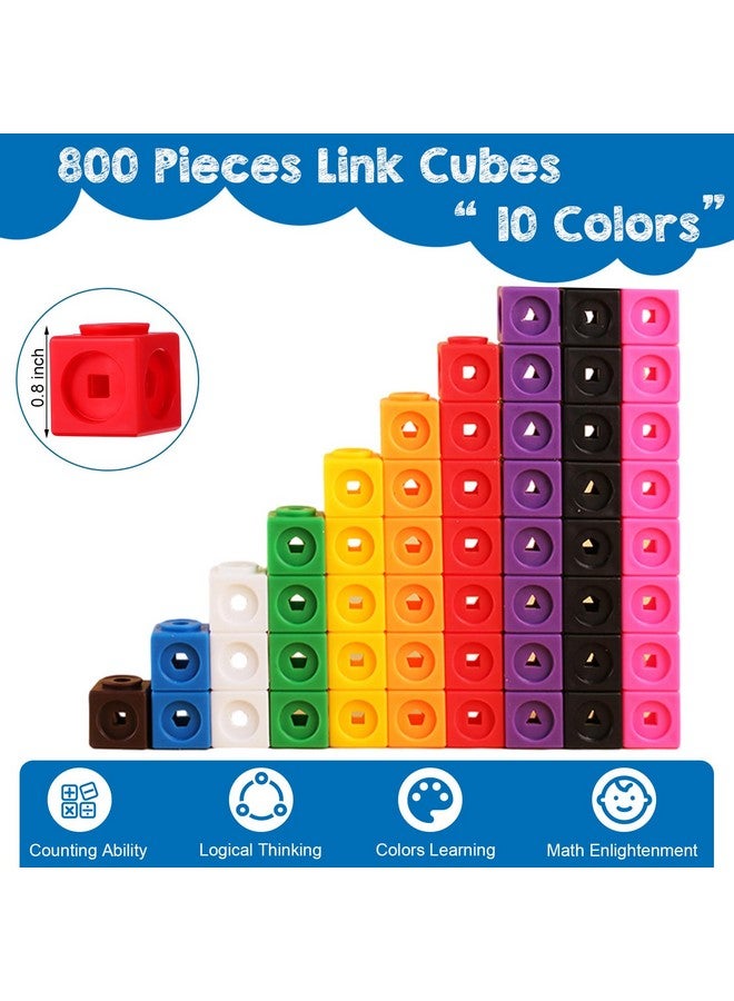 Poen مكعبات ربط بوان 800 قطعة لعد الرياضيات، مكعبات ملونة تعليمية، لعبة مكعبات متصلة، تعليم الرياضيات للأطفال من 4 إلى 8 سنوات، نشاط STEM - Image 3