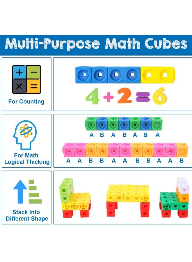 Poen مكعبات ربط بوان 800 قطعة لعد الرياضيات، مكعبات ملونة تعليمية، لعبة مكعبات متصلة، تعليم الرياضيات للأطفال من 4 إلى 8 سنوات، نشاط STEM - Image 2