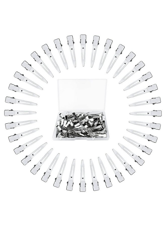 Tenalleys Tenalleys 50 Pcs Metal Duck Bill Hair Clips, Silver Single Prong Hair Clips for Women Styling, Hair Coloring, Bows DIY, Hair Extensions, Salon, 1.77Inch  - Image 1