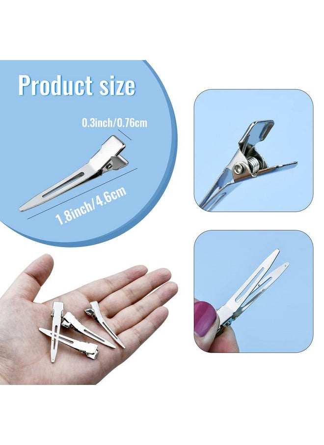 Tenalleys Tenalleys 50 Pcs Metal Duck Bill Hair Clips, Silver Single Prong Hair Clips for Women Styling, Hair Coloring, Bows DIY, Hair Extensions, Salon, 1.77Inch  - Image 2