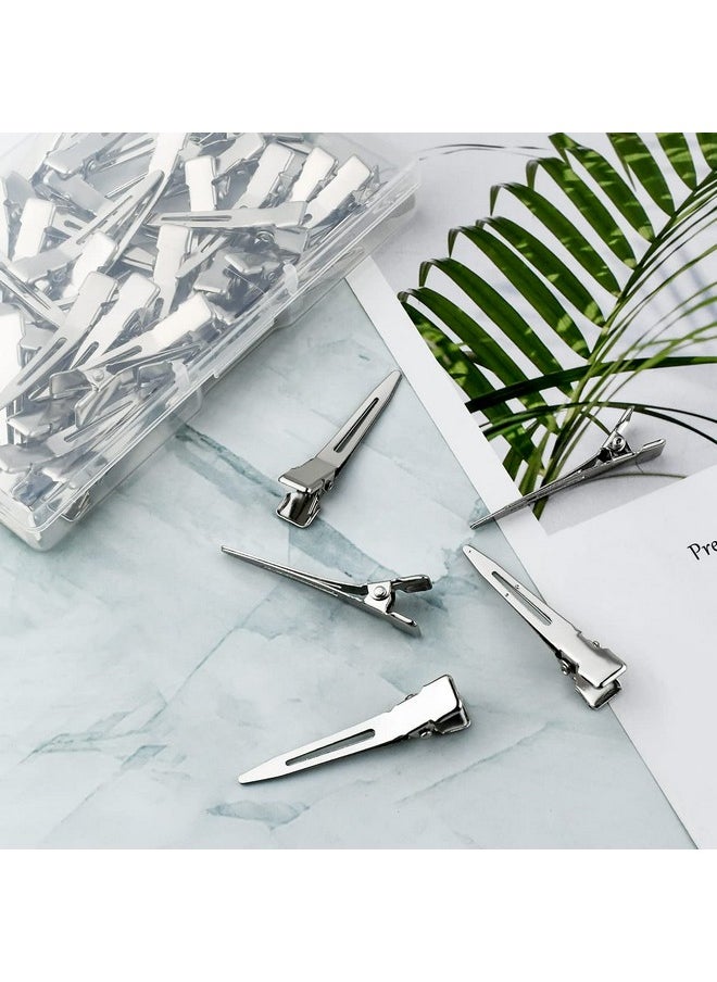 Tenalleys Tenalleys 50 Pcs Metal Duck Bill Hair Clips, Silver Single Prong Hair Clips for Women Styling, Hair Coloring, Bows DIY, Hair Extensions, Salon, 1.77Inch  - Image 5