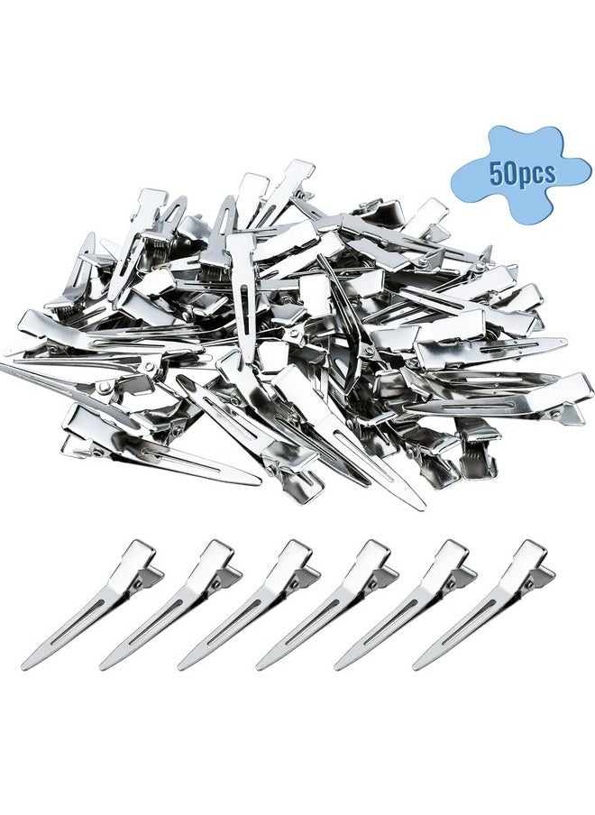 Tenalleys Tenalleys 50 Pcs Metal Duck Bill Hair Clips, Silver Single Prong Hair Clips for Women Styling, Hair Coloring, Bows DIY, Hair Extensions, Salon, 1.77Inch  - Image 3