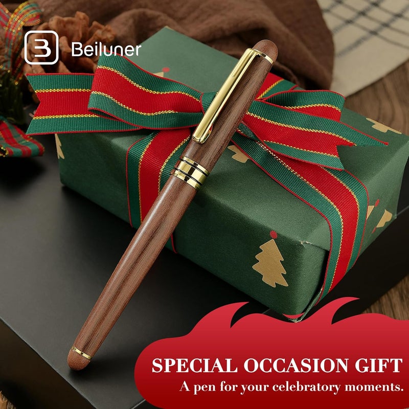 BEILUNER Luxury Wood Ballpoint Pen Writing Set,Walnut-Elegant Fancy Nice Gift Pen Set for Signature Executive Premium Office Fancy Nice Supplies - Gift Boxed with Extra Refills (Black) - Image 5