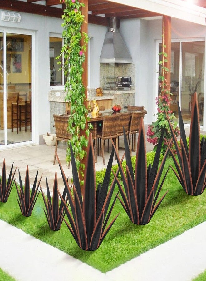 KODIBO Large Tequila Rustic Sculpture, Rustic Metal Agave Plants for Outdoor Patio Yard, Home Decor Hand Painted Metal Agave Garden Yard Statue, Outdoor Lawn Ornaments Yard Stakes (Black -L) - Image 3