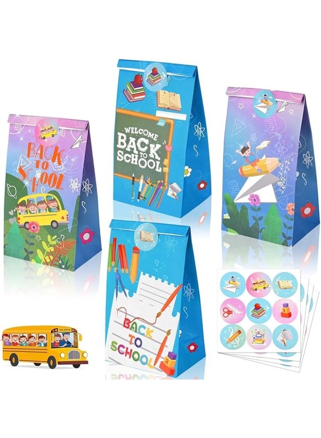 Kidzilla Back to School Gift Bags with Stickers for Classroom Welcome Treats and Party Favors - 12 Gift Bags in 2 Designs with 18 Stickers - Image 1