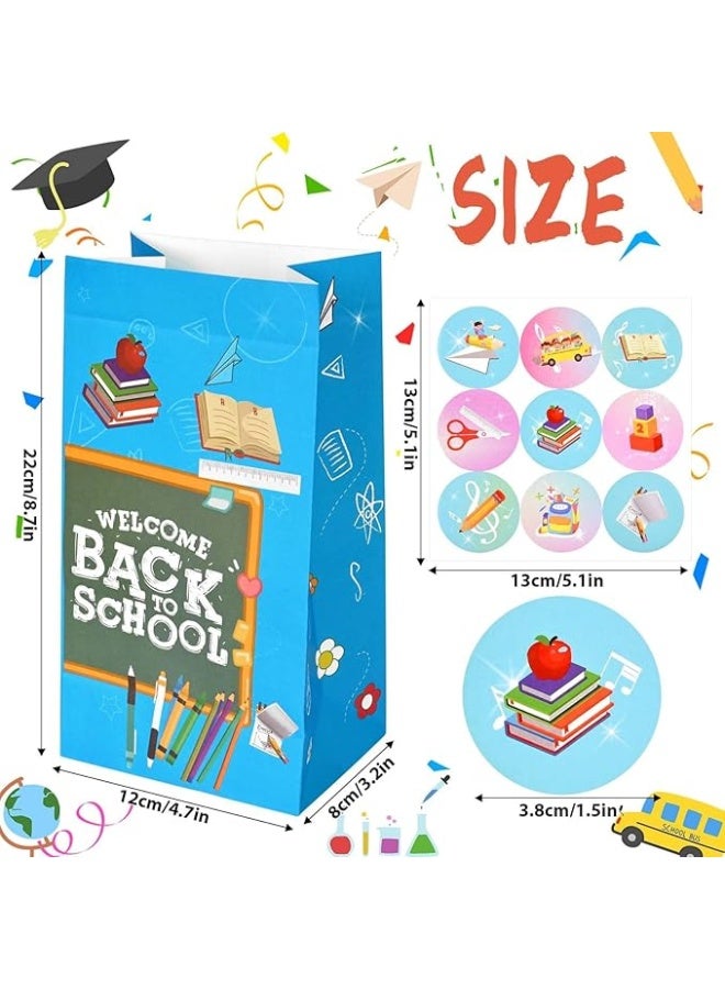 Kidzilla Back to School Gift Bags with Stickers for Classroom Welcome Treats and Party Favors - 12 Gift Bags in 2 Designs with 18 Stickers - Image 2
