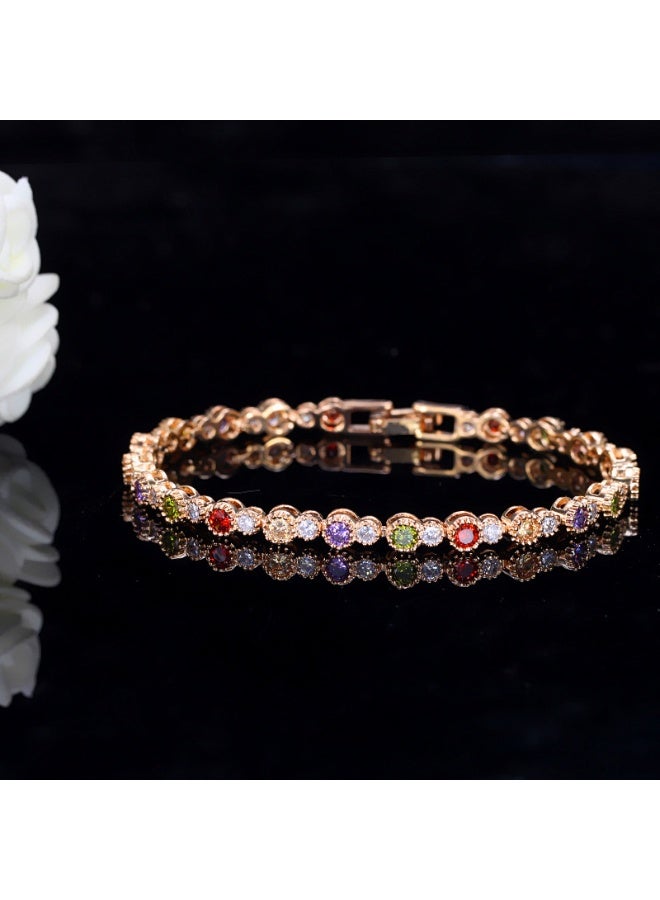Ciara European and American popular noble color 3A zircon bracelet, environmentally friendly copper electroplating, real gold color preservation - Image 1