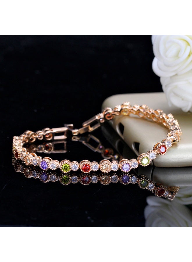 Ciara European and American popular noble color 3A zircon bracelet, environmentally friendly copper electroplating, real gold color preservation - Image 2