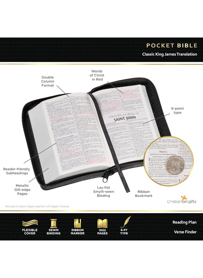 null - KJV Holy Bible, Mini Pocket Size, Faux Leather Red Letter Edition - Ribbon Marker, King James Version, Burgundy - Image 1