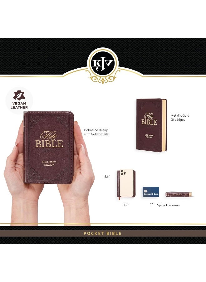 null - KJV Holy Bible, Mini Pocket Size, Faux Leather Red Letter Edition - Ribbon Marker, King James Version, Burgundy - Image 1