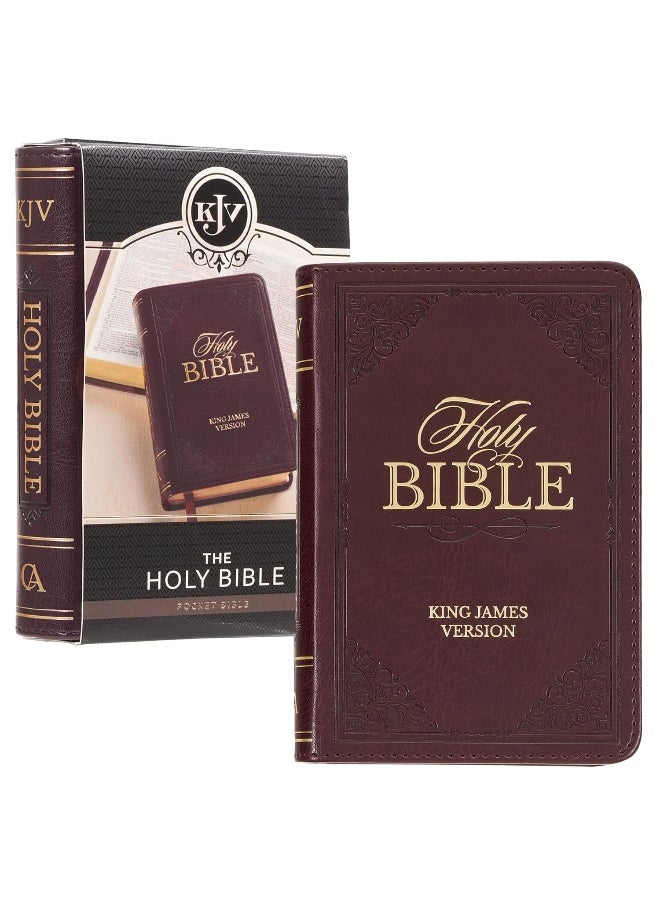 null - KJV Holy Bible, Mini Pocket Size, Faux Leather Red Letter Edition - Ribbon Marker, King James Version, Burgundy - Image 1