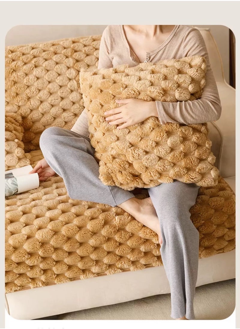 Generic Set Of 2  Simple Plush Solid Color Throw Pillow Cover for Living Room,  Soft Throw Cushion Cover Decorative Pillow Case Solid , 45cm x 45cm Suitable For Home Sofa Car  - Image 1