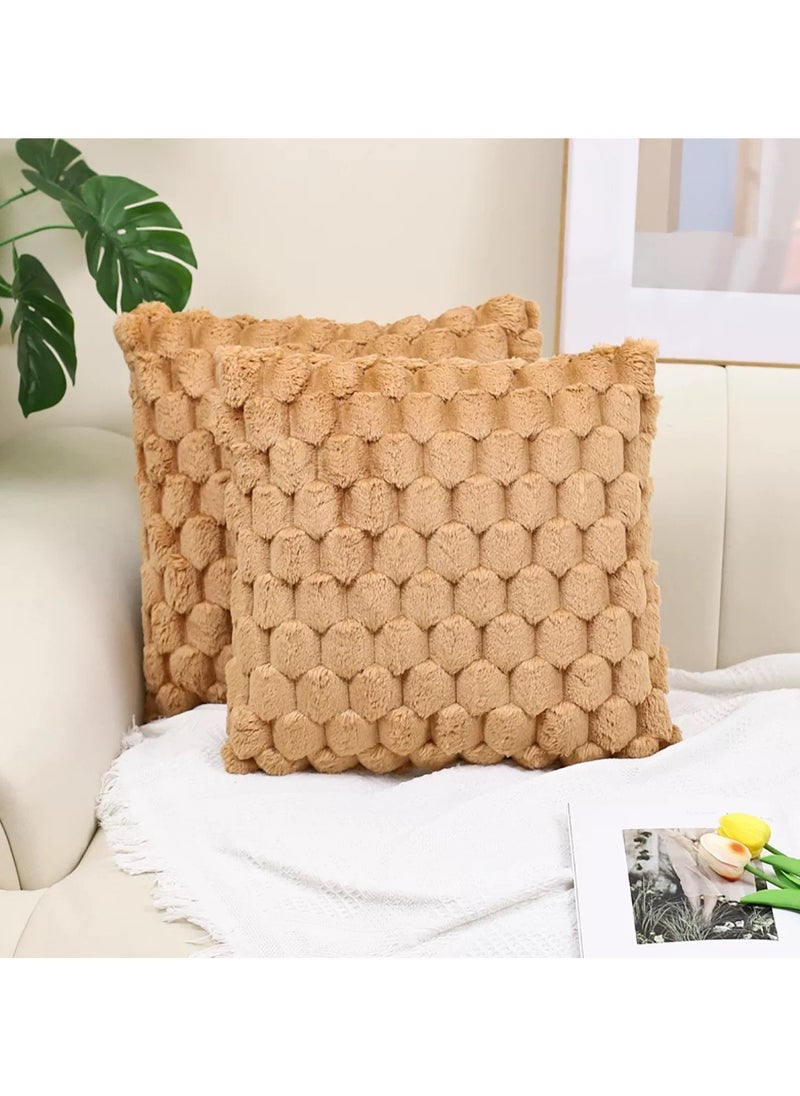 Generic Set Of 2  Simple Plush Solid Color Throw Pillow Cover for Living Room,  Soft Throw Cushion Cover Decorative Pillow Case Solid , 45cm x 45cm Suitable For Home Sofa Car  - Image 2