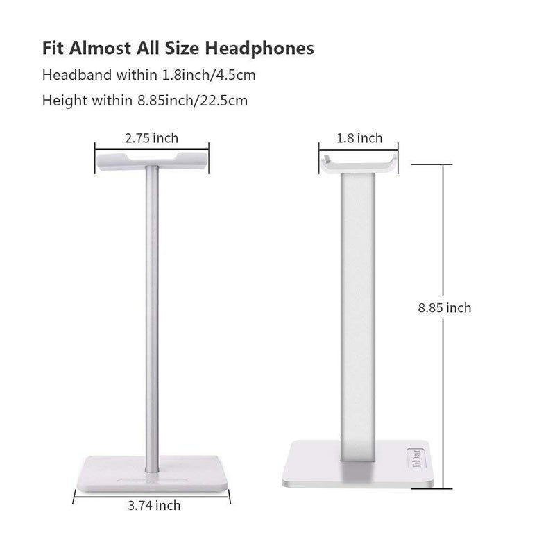 Link Dream Headphone Stand Headset Holder Gaming Headset Holder with Aluminum Supporting Bar Flexible Headrest Anti-Slip Earphone Stand for All Headphones, White - Image 3