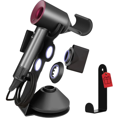 Lasvea Hair Dryer Holder for Dyson Supersonic,Pure Cast Iron Magnetic Stand Holder with Power Plug Cable Organizer(Suit for Laifen), Over 50% Thicker Base for Enhanced Stability,4 Magnet Ring for - Image 1