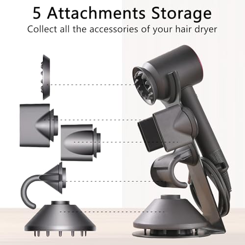 Lasvea Hair Dryer Holder for Dyson Supersonic,Pure Cast Iron Magnetic Stand Holder with Power Plug Cable Organizer(Suit for Laifen), Over 50% Thicker Base for Enhanced Stability,4 Magnet Ring for - Image 2