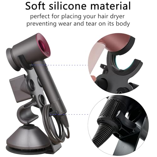 Lasvea Hair Dryer Holder for Dyson Supersonic,Pure Cast Iron Magnetic Stand Holder with Power Plug Cable Organizer(Suit for Laifen), Over 50% Thicker Base for Enhanced Stability,4 Magnet Ring for - Image 3