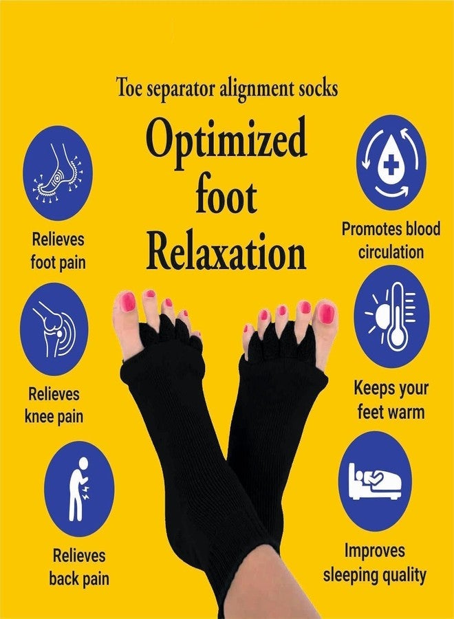 VINATOSLA Foot Alignment Socks Men & Women | Five Toe Separator | Foot Pain Relief | Bunion Corrector | Plantar Fasciitis | Improving Posture & Increasing Flexibility | Free Size | 1 Pair - Image 2