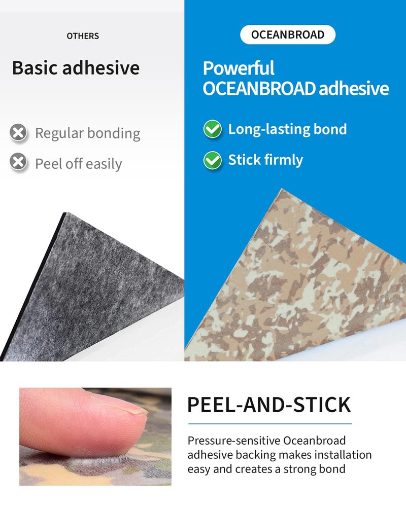 OCEANBROAD Self-Adhesive 48''x16'' Camouflage Boat Flooring Non-Slip EVA Foam Sheet Marine Grip Mat for Jon Boats Surfboard SUP Paddle Board Kayak Yacht, Camo Brown - Image 2