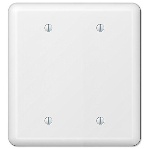 AMERELLE 935BBW Devon Double Blank Steel Wallplate in White - Image 1
