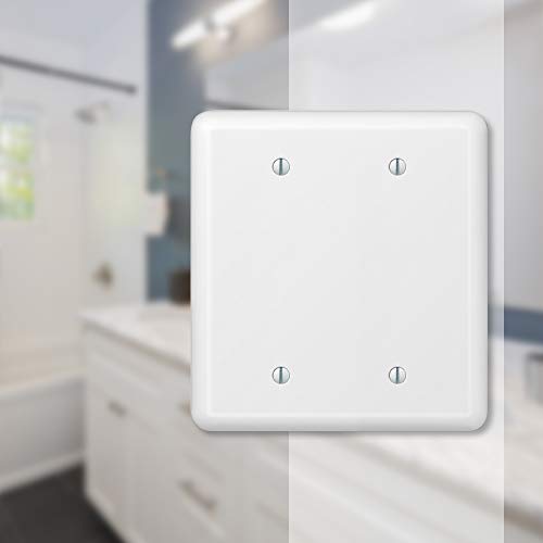 AMERELLE 935BBW Devon Double Blank Steel Wallplate in White - Image 3