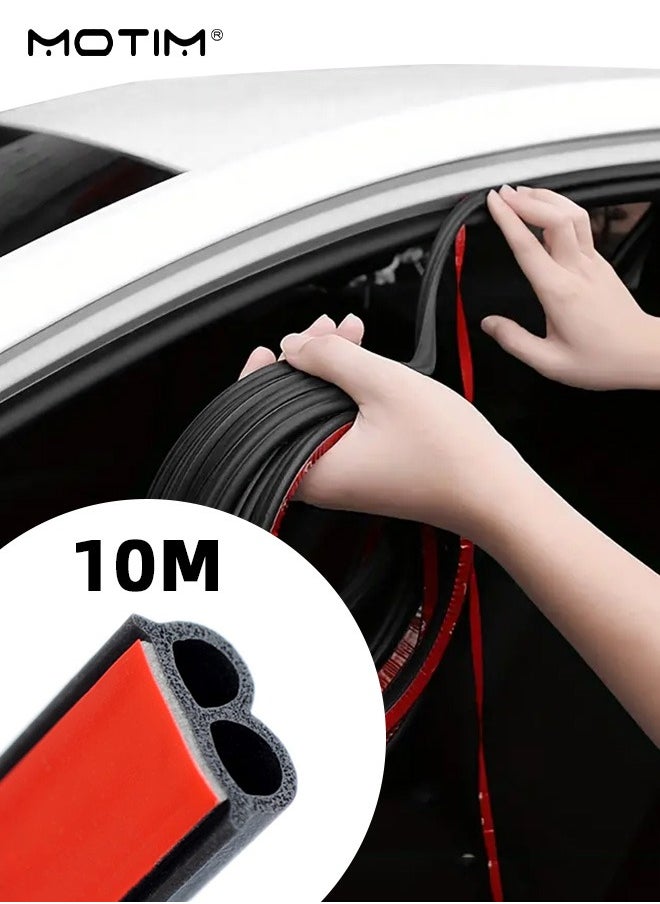 Motim 1 Roll Of 10 M Universal Car Seal Strip, B Shape, Self Adhesive Auto Rubber Seal Strip Weatherstrip, Car Window Door Engine Cover Sealing Strip, Noise Insulation  - Image 1