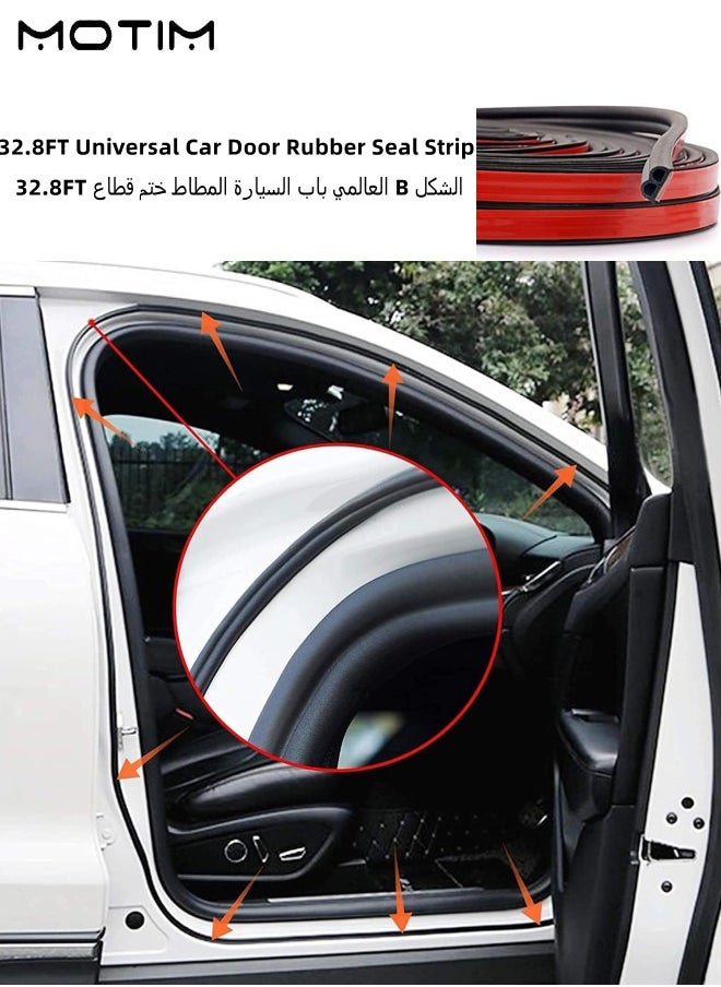 Motim 1 Roll Of 10 M Universal Car Seal Strip, B Shape, Self Adhesive Auto Rubber Seal Strip Weatherstrip, Car Window Door Engine Cover Sealing Strip, Noise Insulation  - Image 2