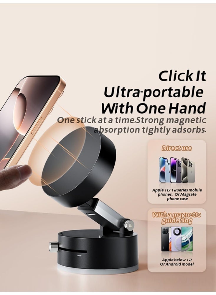 360° Rotatable Vacuum Suction Magnetic Car Phone Holder for Magsafe & Android Strong Grip Hands-Free Use in Car Gym Home  - Image 2