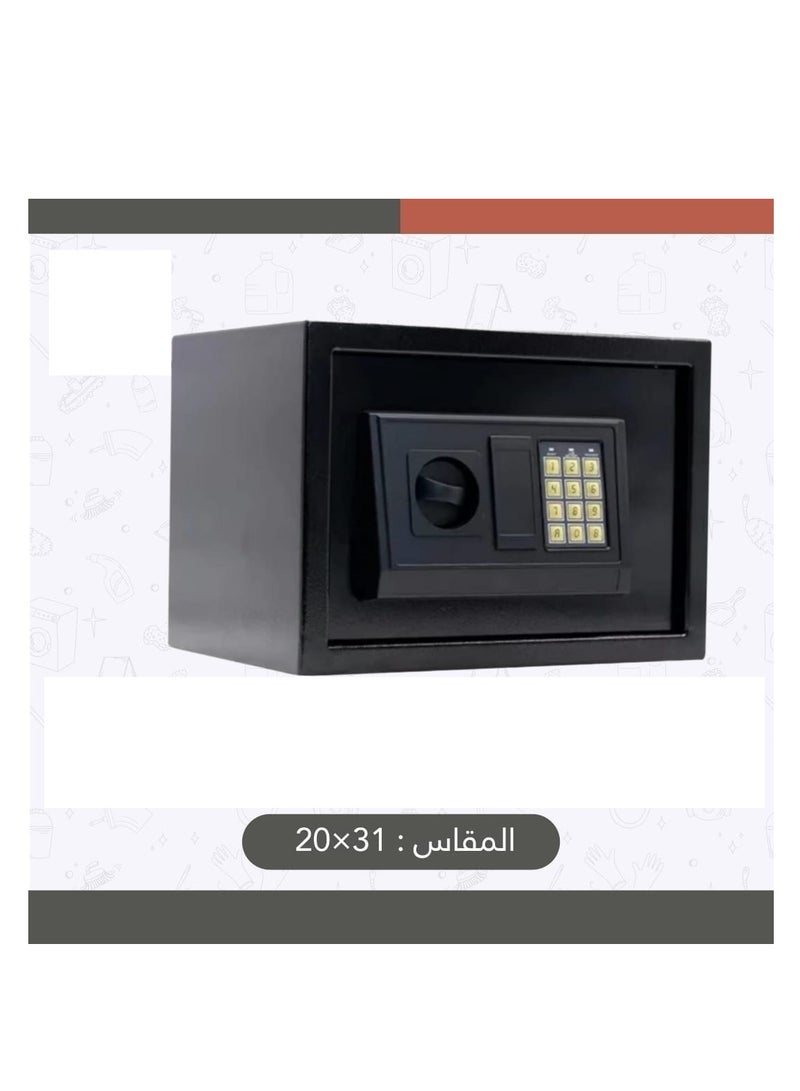 خزنة اسود رقمية إلكترونية مع قفل لوحة مفاتيح إلكتروني ومفتاح  - Image 2