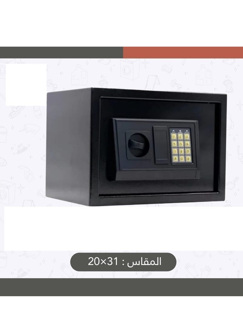خزنة اسود رقمية إلكترونية مع قفل لوحة مفاتيح إلكتروني ومفتاح  - Image 1