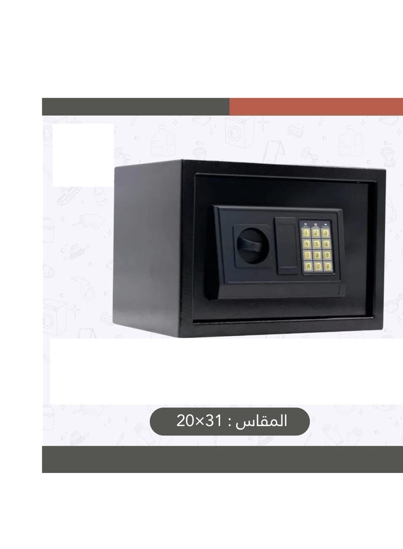 خزنة اسود رقمية إلكترونية مع قفل لوحة مفاتيح إلكتروني ومفتاح  - Image 3