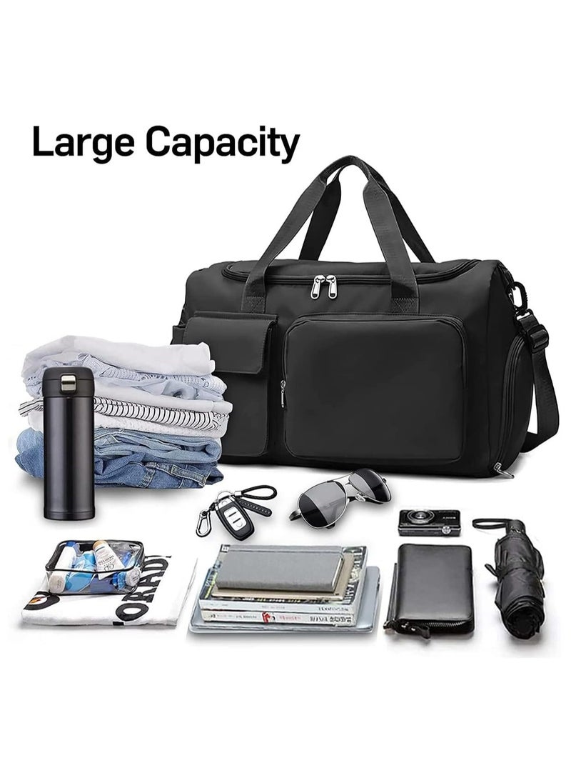 Arabest - Travel Duffel Bag with Shoes Compartment Sports Gym Bag with Dry Wet Separated Pocket for Men and Women, Overnight Bag Weekender Bag Training Handbag Yoga Bag (black) - Image 1