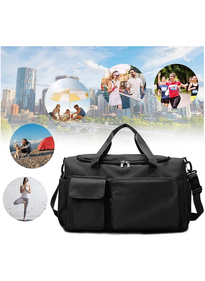 Arabest - Travel Duffel Bag with Shoes Compartment Sports Gym Bag with Dry Wet Separated Pocket for Men and Women, Overnight Bag Weekender Bag Training Handbag Yoga Bag (black) - Image 1