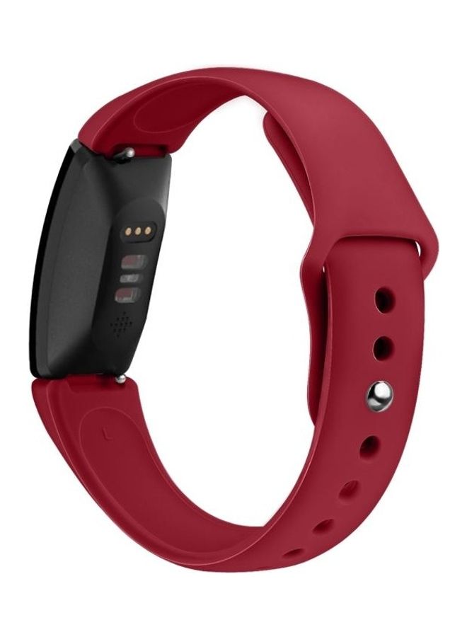 BGM Solid Color Silicone Strap Band For Fitbit Inspire HR Red Wine - Image 2