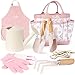 Dreamon Gardening Set Toys for Kids Quality Garden Tool Kit Includes Tote Bag Apron Gloves Shovel Rake Cultivator Watering Can STEM Learning Outdoor Gifts for Kids Toddlers Pink - Image 2