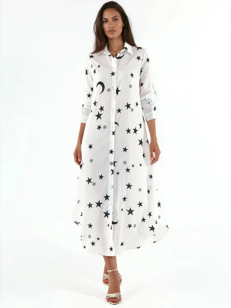 Jennyfer Text Print Maxi Shirt Dress