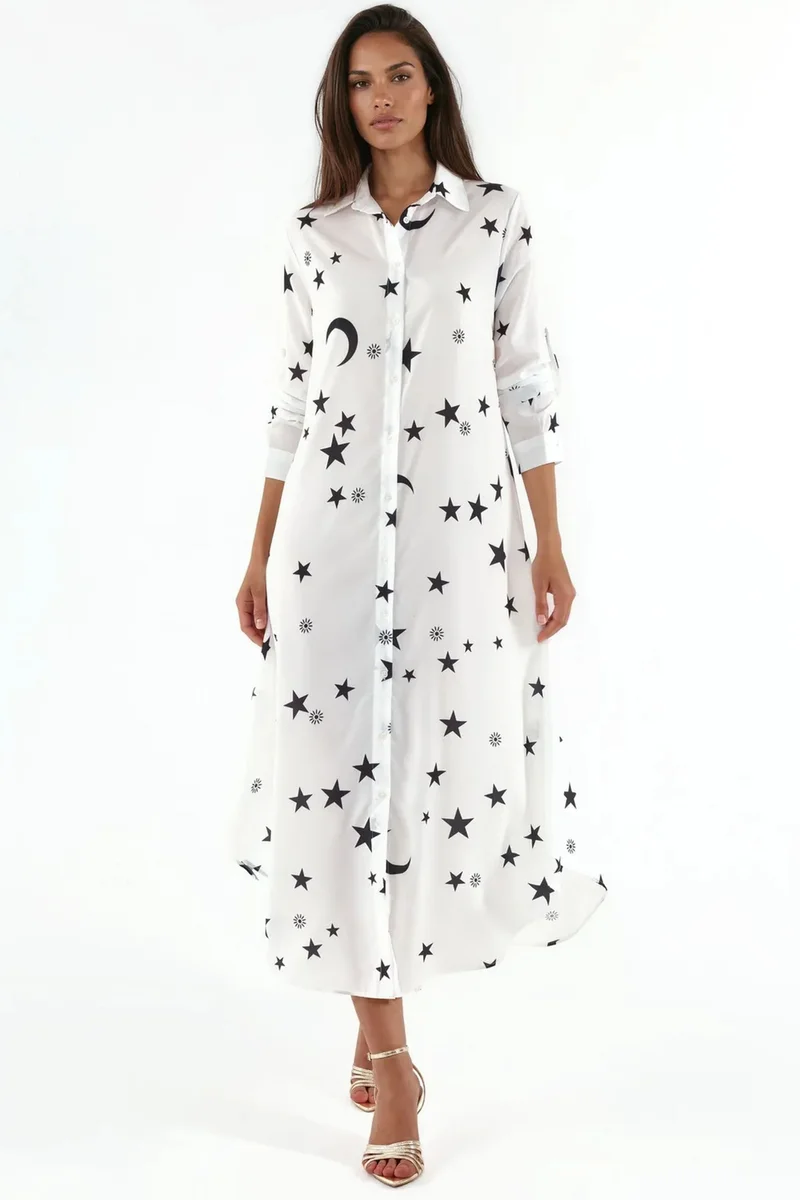Jennyfer Text Print Maxi Shirt Dress