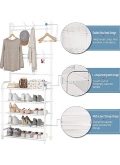 AIWANTO 5-Tier Stainless Steel Coat And Shoes Rack For Home White 80x25.5x169.5cm  - Image 3
