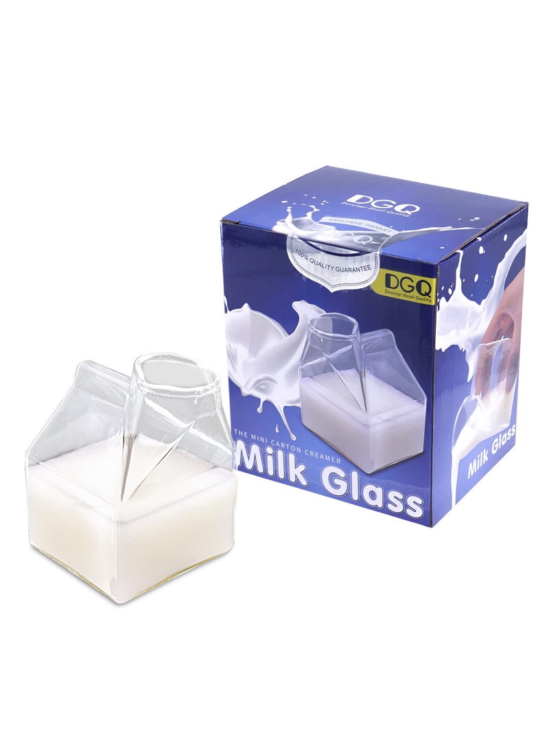 DGQ DGQ Glass Creamer Mini Milk Class Cup HandBlown Carton Container 12 Ounce Water Glass Cup Milk Creamer Box 