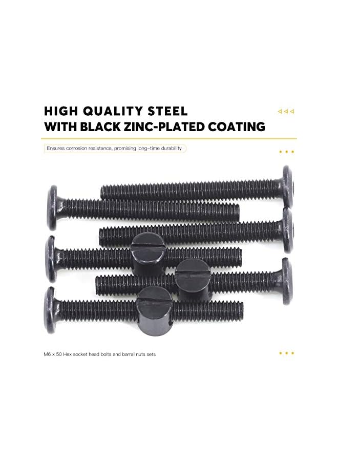 Generic M6 x 50mm 50PCS Black Zinc Plated Hex Socket Cap Bolts Crib Bolts and Barrel Nuts Cross Dowel Replacement for Crib Cots Beds Chair Table Desk Furniture  - Image 5