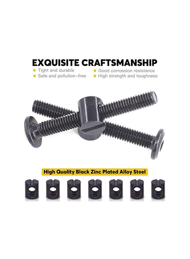 Generic M6 x 50mm 50PCS Black Zinc Plated Hex Socket Cap Bolts Crib Bolts and Barrel Nuts Cross Dowel Replacement for Crib Cots Beds Chair Table Desk Furniture  - Image 3