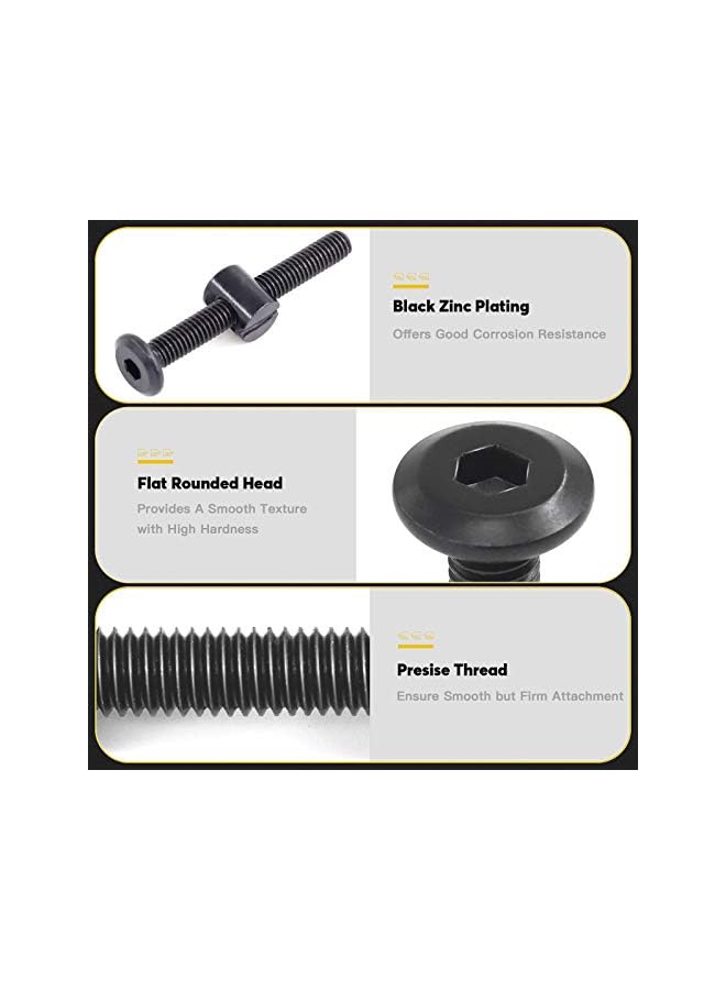 Generic M6 x 50mm 50PCS Black Zinc Plated Hex Socket Cap Bolts Crib Bolts and Barrel Nuts Cross Dowel Replacement for Crib Cots Beds Chair Table Desk Furniture  - Image 4