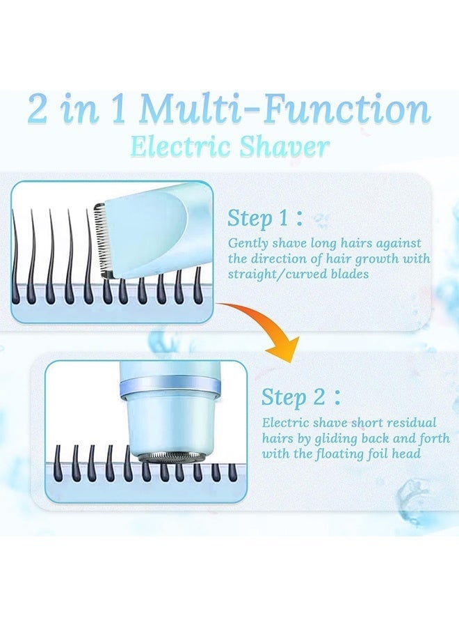 SahlTech 2-in-1 Waterproof Electric Shaver for Women | Dual Head Design for Body, Face & Private Areas | Blue - Image 2