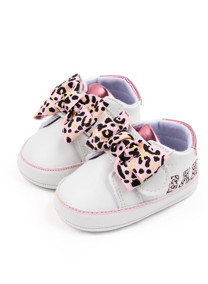 DecoLoral DECOR ME Toddler Shoes for Girls with Pink color Leopard Bow Hook Loop Toddler Girl Dress Shoes US Size 5  - Image 3